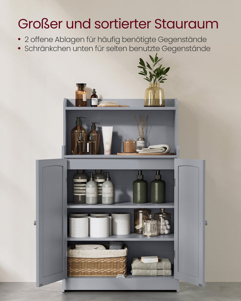 Rootz Bathroom Cabinet - Storage Unit - Cupboard - Space-Saving - 30 x 60 x 100 cm - Grey