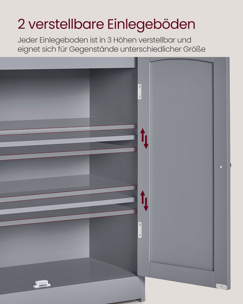 Rootz Bathroom Cabinet - Storage Unit - Cupboard - Space-Saving - 30 x 60 x 100 cm - Grey