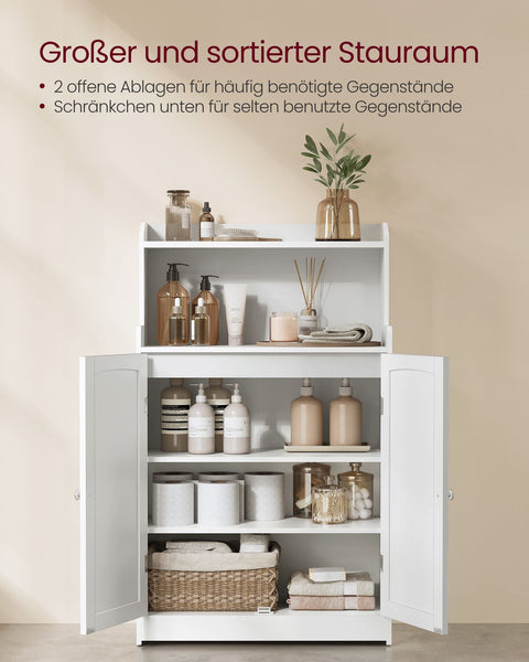 Rootz Bathroom Cabinet Cloud White - Storage Unit - MDF Construction - 2 doors and Shelves - Large & Sturdy - 30cm x 60cm x 100cm
