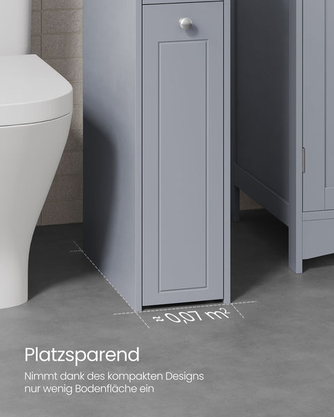 Rootz Dove Gray Narrow Bathroom Cabinet - Storage Cabinet - Organizer - MDF Material - Lightweight - Space-saving - Easy Assembly - 40cm x 18cm x 70cm