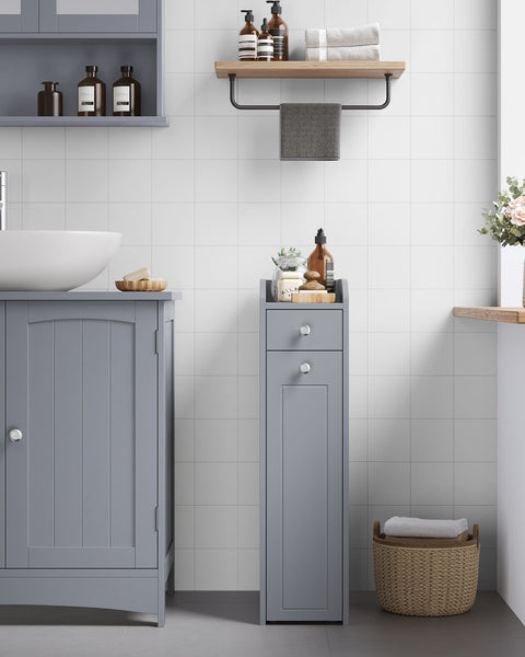 Rootz Narrow Bathroom Cabinet - Storage Unit - Bathroom Organizer - Space Saving - 40cm x 18cm x 70cm