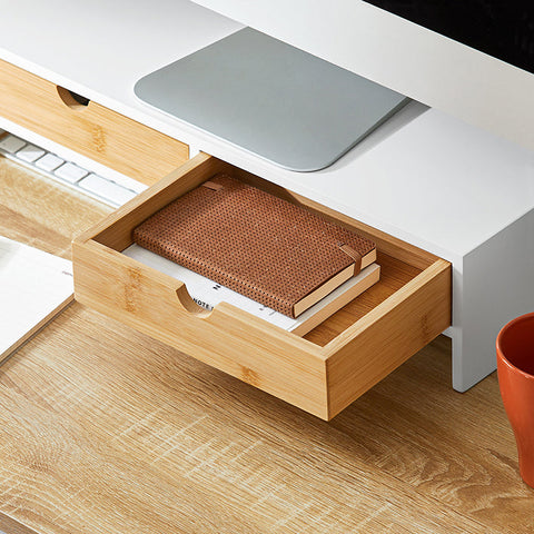 Rootz Monitor Stand Riser - Computer Stand - Desk Organizer - MDF Material - 47cm x 11cm x 18cm - Perfect Height - Space-saving