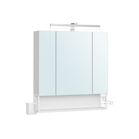Rootz Bathroom Cabinet - Storage Unit - Organizer - Chipboard - MDF - Metal - Glass Mirror - 16.5cm x 70cm x 75cm - Cloud White - 20kg Capacity