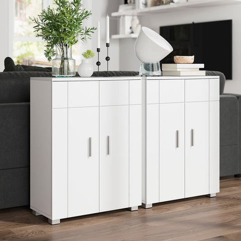 Rootz White Bathroom Cabinet - Storage Unit - Organizer - MDF Chipboard - 60cm x 30cm x 82cm - 18kg - 60kg Capacity