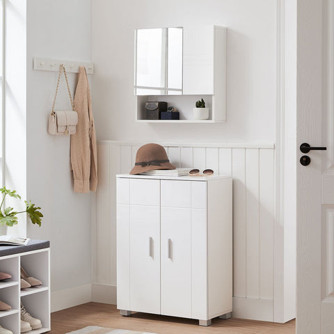 Rootz White Bathroom Cabinet - Storage Unit - Organizer - MDF Chipboard - 60cm x 30cm x 82cm - 18kg - 60kg Capacity