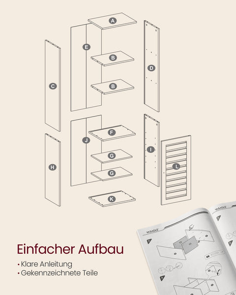 Rootz Tall Cabinet - Storage Unit - Organizer - 3 Open Compartments - White - 30cm x 40cm x 167cm