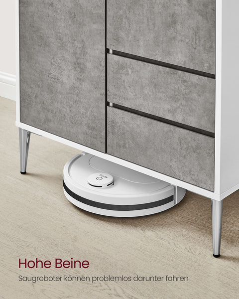 Rootz Storage Cabinet - Organizer - Container -White- Grey - Space-Saving - 40cm x 70cm x 85cm