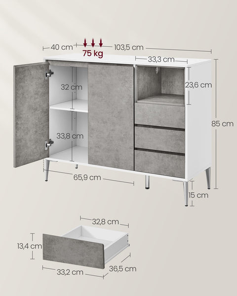 Rootz Storage Cabinet - Cupboard - Organizer - Modern Design - 90cm x 40cm x 120cm