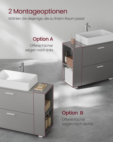 Rootz Dove Gray MDF Sink Base Cabinet - Bathroom Vanity - Storage Unit - Spacious Interior - Easy Assembly - 30cm x 80cm x 64cm