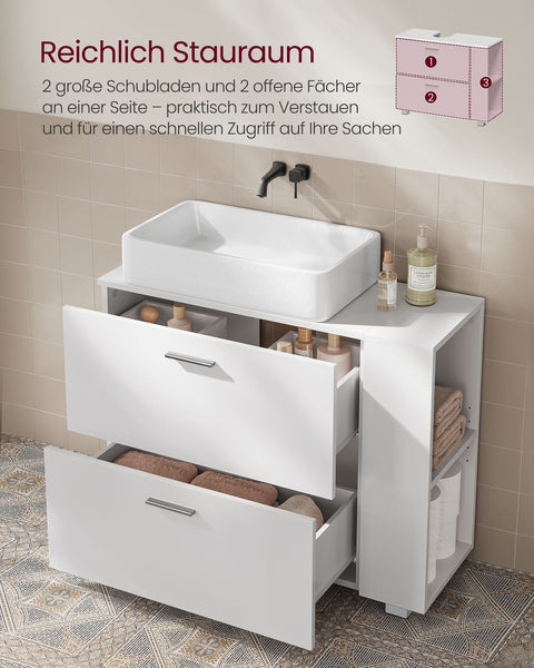 Rootz Cloud White MDF Sink Base Cabinet - Bathroom Vanity - Storage Unit - Spacious Interior - Easy Assembly - 30cm x 80cm x 64cm