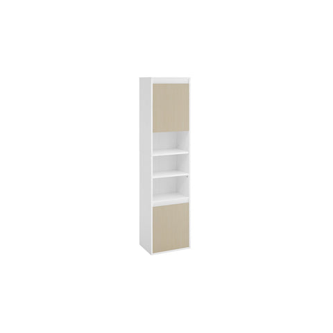 Rootz Hanging Bathroom Cabinet - Wall-Mounted Storage -  White- Brown - 7 Compartments - 30x40x160cm