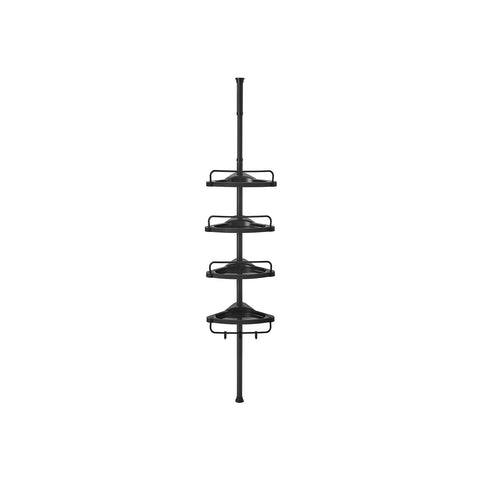 Rootz White Shower Shelf - Bathroom Organizer - Storage Rack - Steel and PP Plastic - Lightweight - Adjustable Height - 35cm x 25cm x (85-305)cm