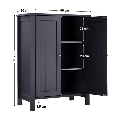 Rootz Gray Bathroom Cabinet - Storage Cupboard - Organizer - MDF Construction - 60cm x 30cm x 80cm