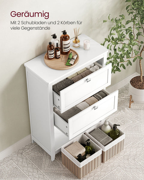 Rootz Bathroom Furniture - Storage Unit - Organizer - Adjustable Dividers - Cloud White - 60cm x 30cm x 90cm