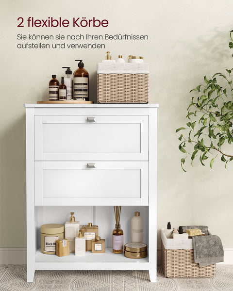Rootz Bathroom Furniture - Storage Unit - Organizer - Adjustable Dividers - Cloud White - 60cm x 30cm x 90cm