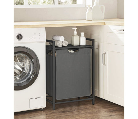 Rootz Laundry Collector - Storage Organizer - Clothes Bin - Metal Frame - Black/Grey - 65cm x 40cm x 75cm