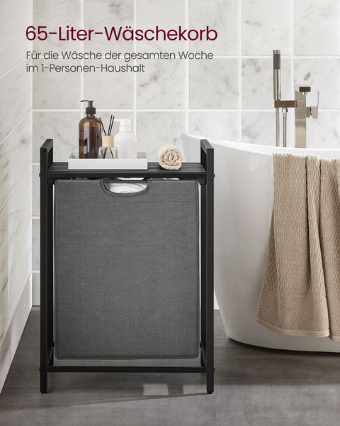 Rootz Laundry Collector - Storage Organizer - Clothes Bin - Metal Frame - Black/Grey - 65cm x 40cm x 75cm