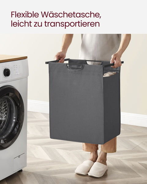 Rootz Laundry Collector - Storage Organizer - Clothes Bin - Metal Frame - Black/Grey - 65cm x 40cm x 75cm