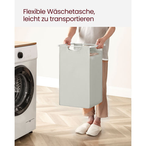 Rootz White Laundry Basket with Shelf - Hamper - Storage Organizer - MDF Steel Construction - Oxford Cloth Bags - 73cm x 33cm x 72cm - 30kg Capacity - Space Saving
