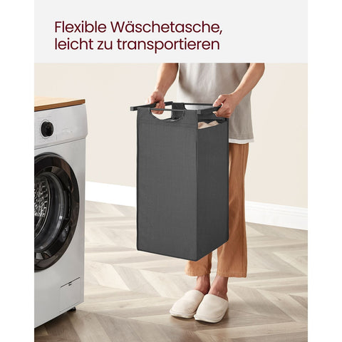 Rootz Laundry Basket with Shelf - Black-Gray Storage Organizer - MDF Steel Oxford Cloth - Large Capacity - Easy Assembly - Space Saving Design - 92.5cm x 33cm x 72cm