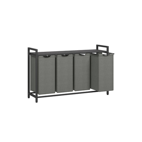 Rootz 4 Compartment Laundry Basket - Washing Basket - Clothes Organizer - Steel Frame - 116cm x 33cm x 72cm
