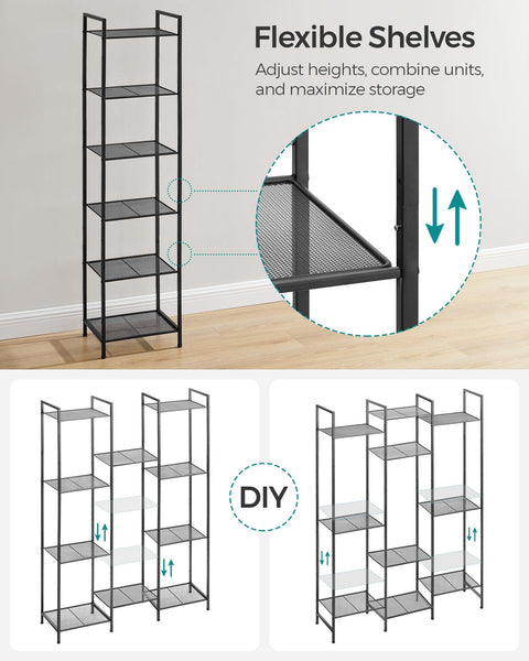Rootz Black Steel Bathroom Shelf - Storage Rack - Organizer - Durable Material - Easy Assembly - Space Saving Design - 38.1cm x 30cm x 156.7cm