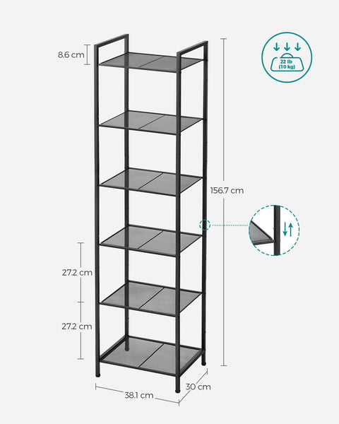 Rootz Black Steel Bathroom Shelf - Storage Rack - Organizer - Durable Material - Easy Assembly - Space Saving Design - 38.1cm x 30cm x 156.7cm