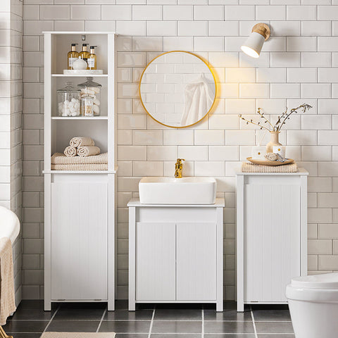 Rootz Sink Base Cabinet - Bathroom Cabinet - Under Sink Storage - Adjustable Shelf - Moisture Resistant - Easy Assembly - 60cm x 65.5cm x 34cm