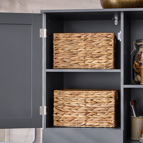 Rootz Tall Bathroom Cabinet with Drawer - Storage Unit - Laundry Basket - MDF - 60cm x 170cm x 37cm - 40kg - 70kg Capacity