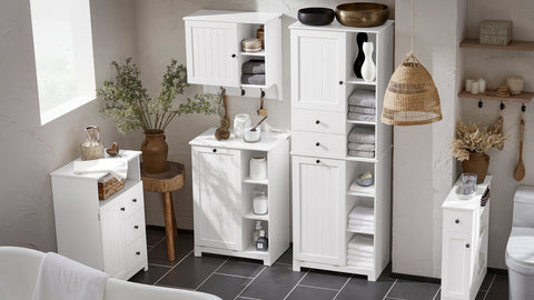 Rootz Laundry Cupboard with Laundry Bag - Laundry Collector - Laundry Basket - MDF Construction - Easy Assembly - Spacious Storage - 60cm x 86cm x 37cm