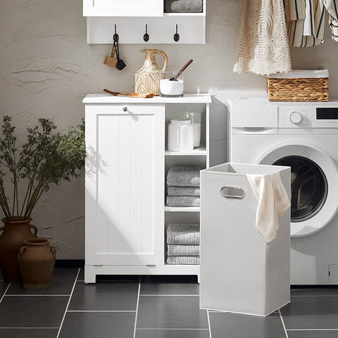 Rootz Laundry Cupboard with Laundry Bag - Laundry Collector - Laundry Basket - MDF Construction - Easy Assembly - Spacious Storage - 60cm x 86cm x 37cm