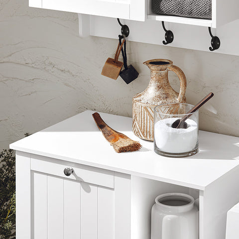Rootz Laundry Cupboard with Laundry Bag - Laundry Collector - Laundry Basket - MDF Construction - Easy Assembly - Spacious Storage - 60cm x 86cm x 37cm
