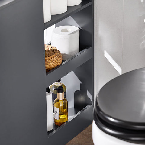 Rootz Narrow Gap Storage Trolley - Space Saver Cart - Slim Rolling Organizer - MDF Material - 20cm x 70cm x 65cm