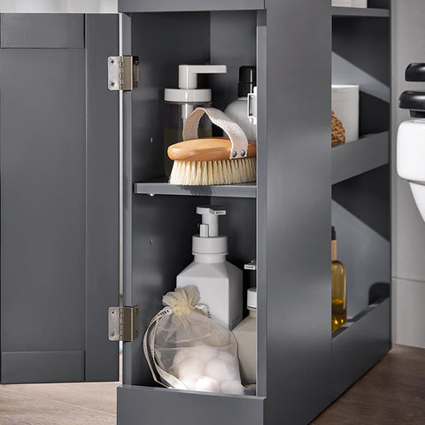 Rootz Narrow Gap Storage Trolley - Space Saver Cart - Slim Rolling Organizer - MDF Material - 20cm x 70cm x 65cm