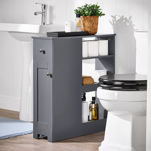 Rootz Narrow Gap Storage Trolley - Space Saver Cart - Slim Rolling Organizer - MDF Material - 20cm x 70cm x 65cm