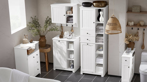 Rootz Bathroom Dresser - Storage Cabinet - Hall Closet - Adjustable Shelf - Anti-Tip Safety - Spacious Design - 60cm x 86cm x 33cm
