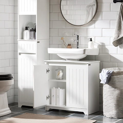 Rootz Sink Base Cabinet - Bathroom Cabinet - Washbasin Stand - Moisture Resistant - Easy Assembly - MDF Construction - 60cm x 60cm x 30cm