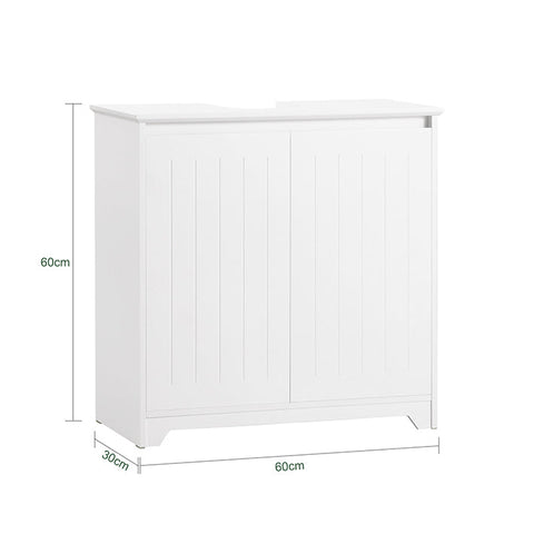 Rootz Sink Base Cabinet - Bathroom Storage - Under Sink Organizer - Moisture Resistant - Siphon Recess - Spacious Design - 60cm x 60cm x 30cm - White