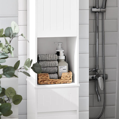 Rootz Tall Bathroom Cabinet - Storage Tower - Linen Closet - Adjustable Shelves - Anti-Tip Design - MDF Construction - 30cm x 170cm x 30cm