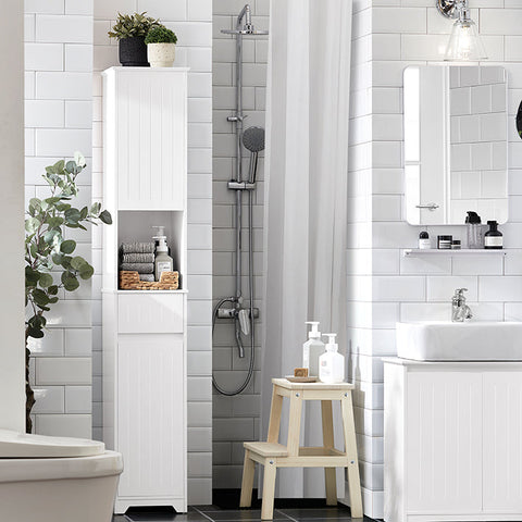 Rootz Tall Bathroom Cabinet - Storage Tower - Linen Closet - Adjustable Shelves - Anti-Tip Design - MDF Construction - 30cm x 170cm x 30cm