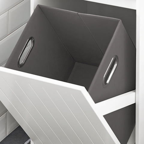 Rootz Linen Cabinet with Laundry Basket - Laundry Collector - Laundry Sorter - Anti-Tip Safety - Accessory Drawer - MDF Construction - 40cm x 86cm x 39cm