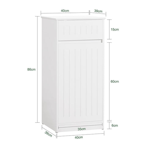 Rootz Linen Cabinet with Laundry Basket - Laundry Collector - Laundry Sorter - Anti-Tip Safety - Accessory Drawer - MDF Construction - 40cm x 86cm x 39cm