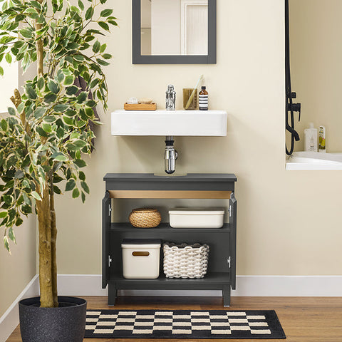 Rootz Base Cabinet - Cupboard - Storage Unit - Stable Pine Legs - 60x59x30cm - Hides Drainage System Perfectly