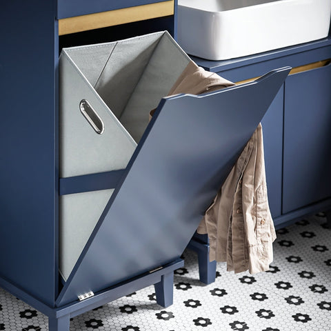 Rootz Laundry Cabinet with Built-In Laundry Bag - Linen Cabinet - Laundry Organizer - Durable MDF and Pine Construction - Moisture Protection - Easy Assembly - 40cm x 96cm x 40cm