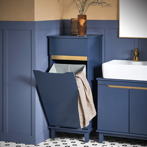 Rootz Laundry Cabinet with Built-In Laundry Bag - Linen Cabinet - Laundry Organizer - Durable MDF and Pine Construction - Moisture Protection - Easy Assembly - 40cm x 96cm x 40cm