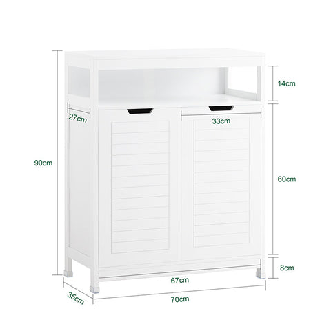 Rootz Modern Bathroom Cabinet - Sideboard - Hall Closet - Spacious Storage - Versatile Use - Stable Design - 70cm x 90cm x 35cm
