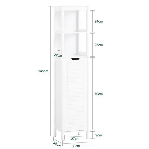 Rootz Bathroom Storage Cabinet - Utility Cabinet - Organizer - MDF Material - 30cm x 145cm x 30cm. Ideal for Laundry, Towels & Accessories