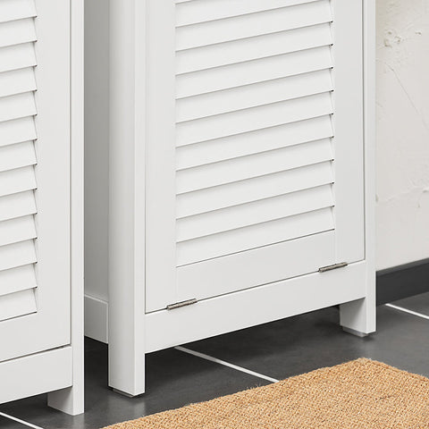 Rootz Tall Bathroom Cabinet with Fold-Out Laundry Bag - Linen Cupboard - Storage Shelf - Adjustable Shelf - Anti-Tip Device - White - 40cm x 170cm x 38cm