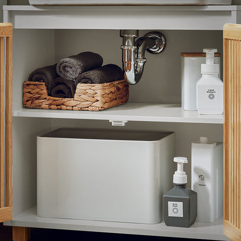 Rootz Sink Base Cabinet - Bathroom Cabinet - Under Sink Storage - Durable Bamboo Doors - Siphon Recess - Easy Assembly - 60cm x 60cm x 33cm