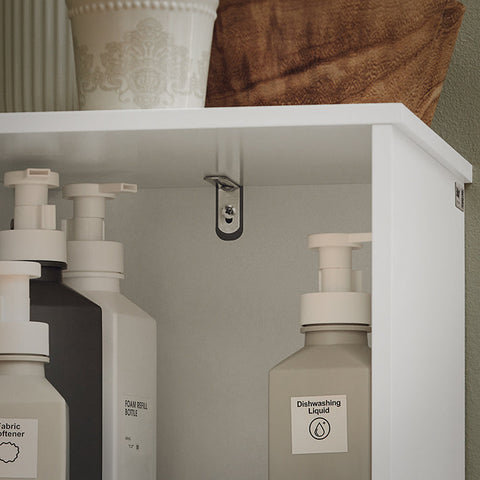 Rootz Tall Bathroom Cabinet - Narrow Bathroom Shelf - Bathroom Storage Unit - Durable Bamboo Doors - Wall Mount Safety - Ample Storage Space - 33cm x 165cm x 33cm